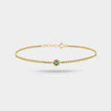 Mosaic Cuban Link Bracelet in Emerald and Diamond