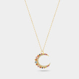 Utopia Crescent Necklace in Multicolor Gemstone and Diamond